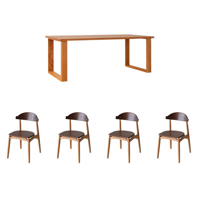 4 - Person Solid Wood Solid Wood Top Double Pedestal Dining Set