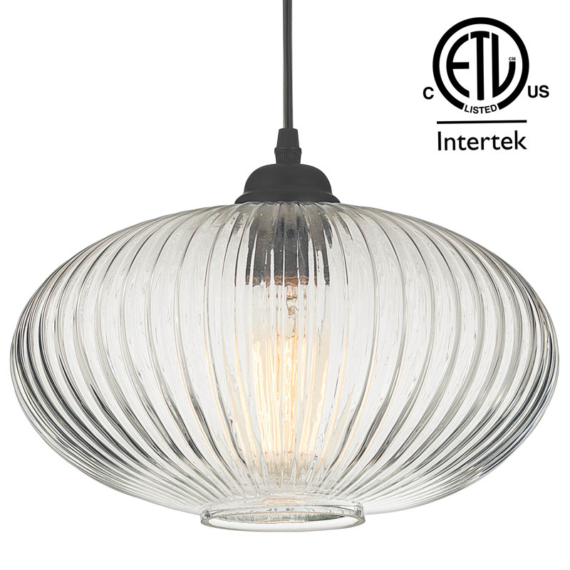 Modern Matte Black Globe Pendant Light with Clear Glass Shade