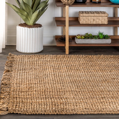 Tapis naturel en jute tissé à la main avec frange Eastmont Pata