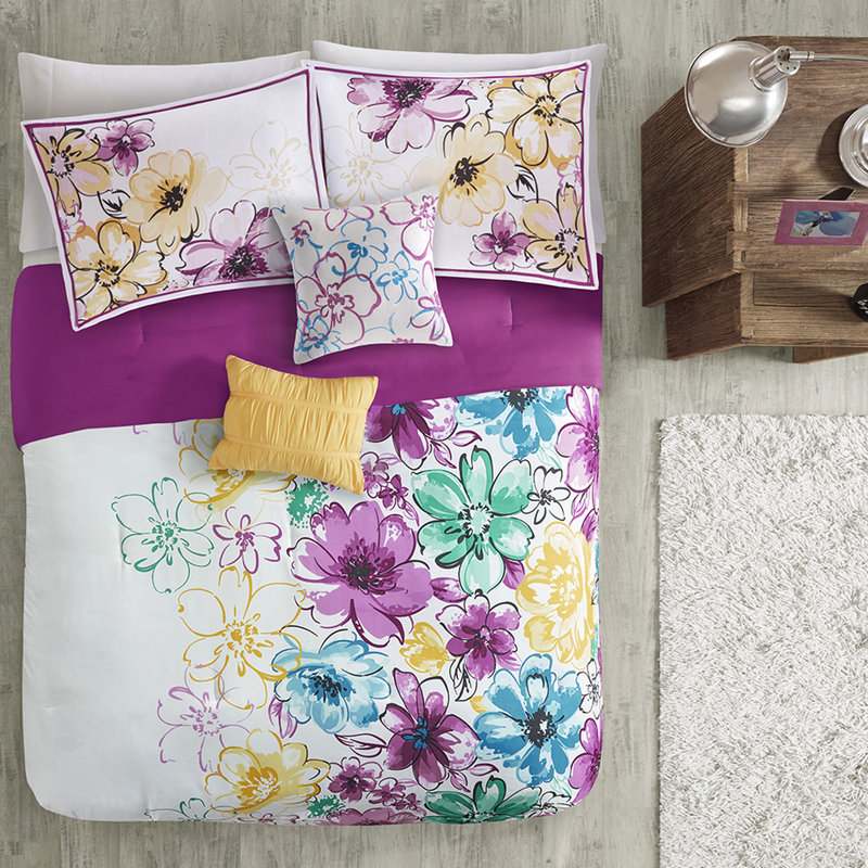 Édredon simple / simple TG avec motif floral bleu, douceur pour TG, avec délicatesse et