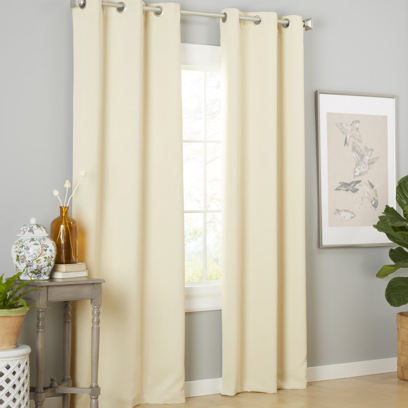 Sateen Room Darkening Curtain Pair, Natural, 38" W x 96" L