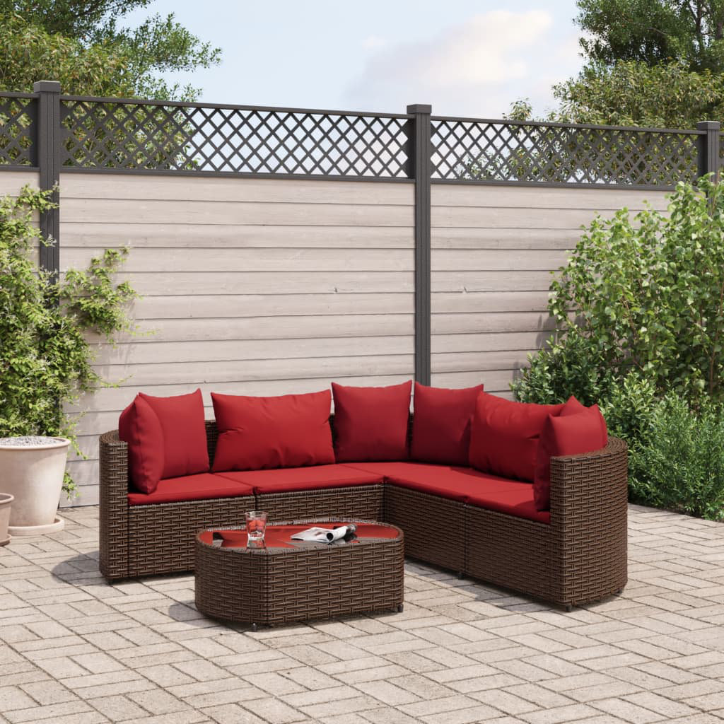 Vidaxl 6-Tlg. Garten-Sofagarnitur Mit Kissen Schwarz Poly Rattan