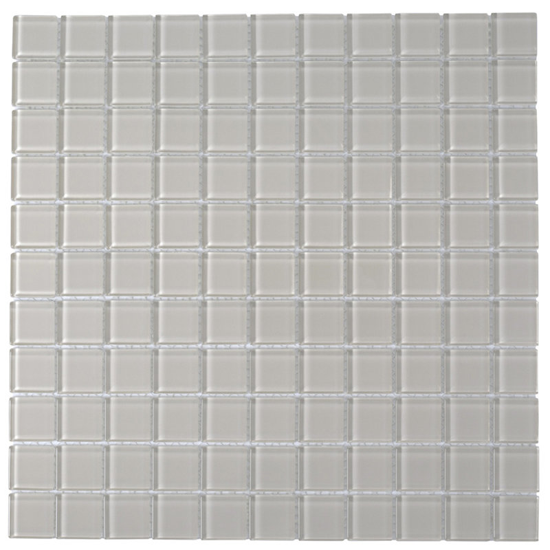 1" x 1" Polished Glass Mosaic Tile, Warm Greige