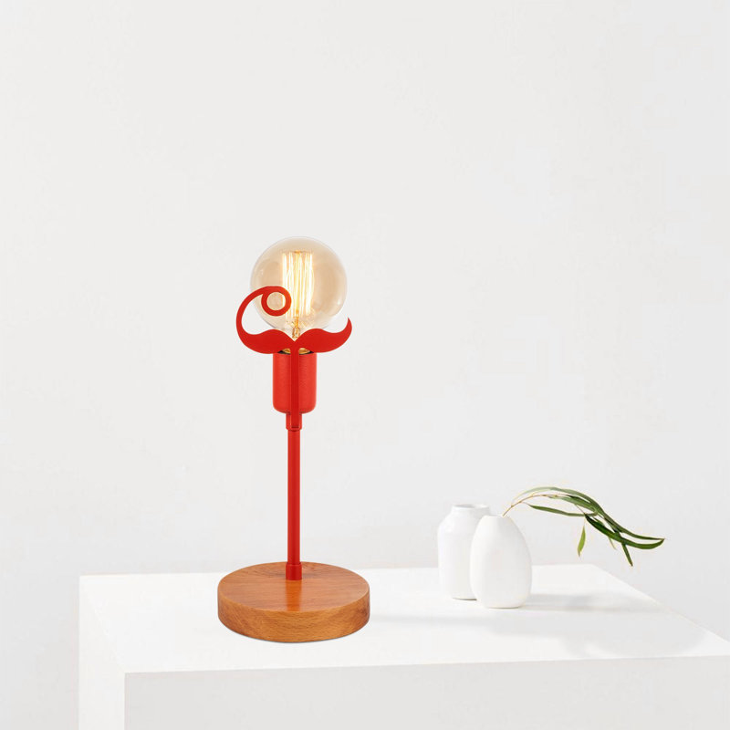 Lampe fantaisie en bois Demeria, Noyer / rouge