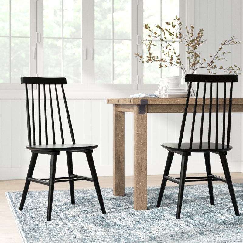 Alvie 17" Wide Modern Farmhouse High Back Solid Wood Dining Side Chair (Set of 2)