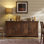 Buffet de 63 po avec 4 portes sculptées, armoires de rangement modernes avec tablettes réglables pour la cuisine, le salon et la salle à manger