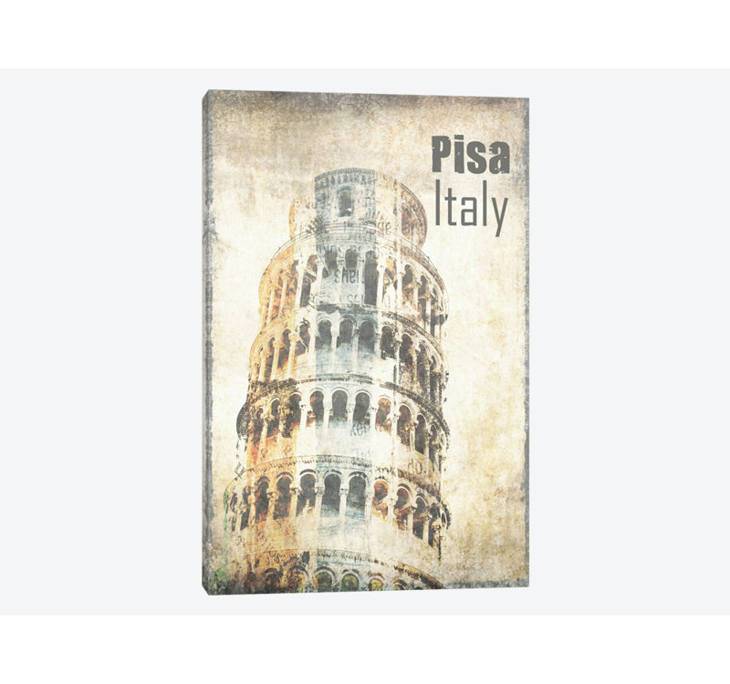 Tour de Pise, impression sur toile tendue, H 18 po x l 12 po x P 1,5 po, Toile tendue, Pas de tapis