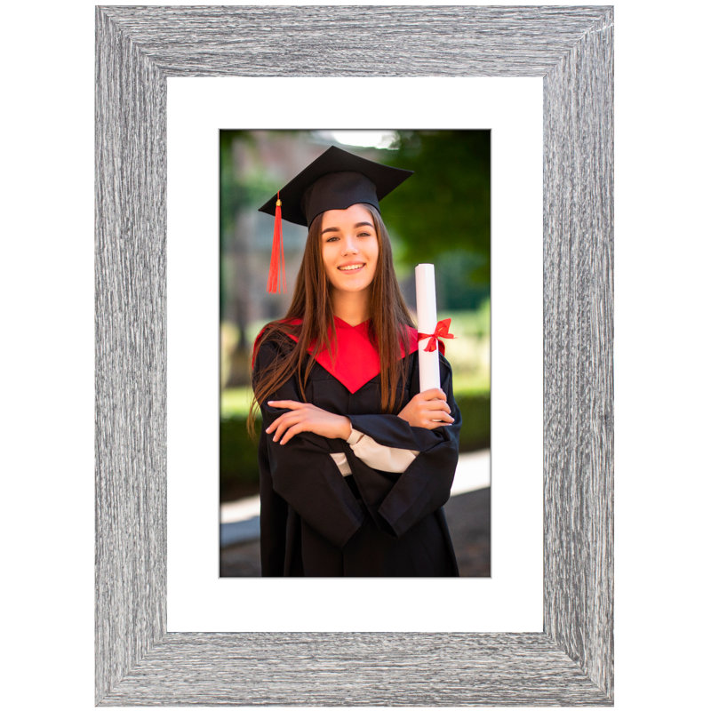 Picture Frame with Mat, Light Grey