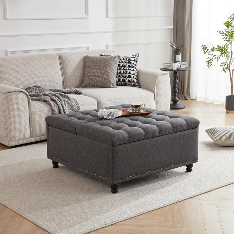 Table basse avec repose-pieds Cristba, Gris