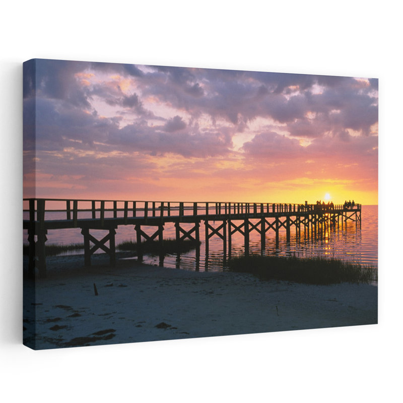 Jetée sur la plage, Crystal Beach, Floride, États-Unis, paysage contemporain abstrait, art naturel, H 24 po x l 36 po