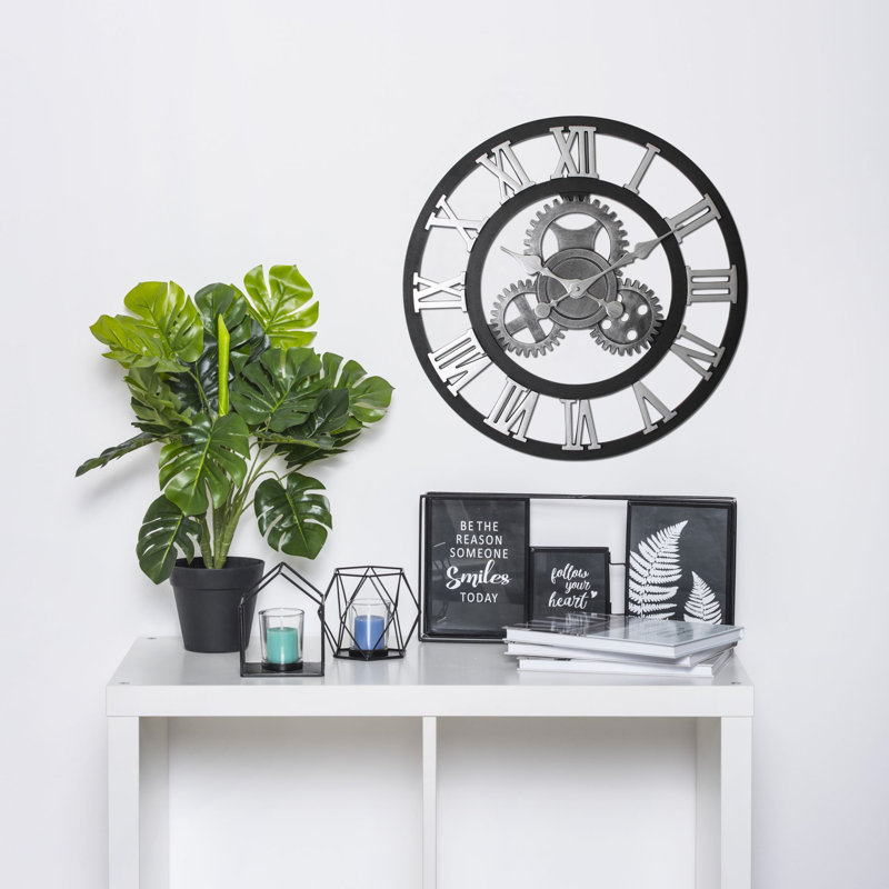 Bakke Wall Clock, Black/Silver