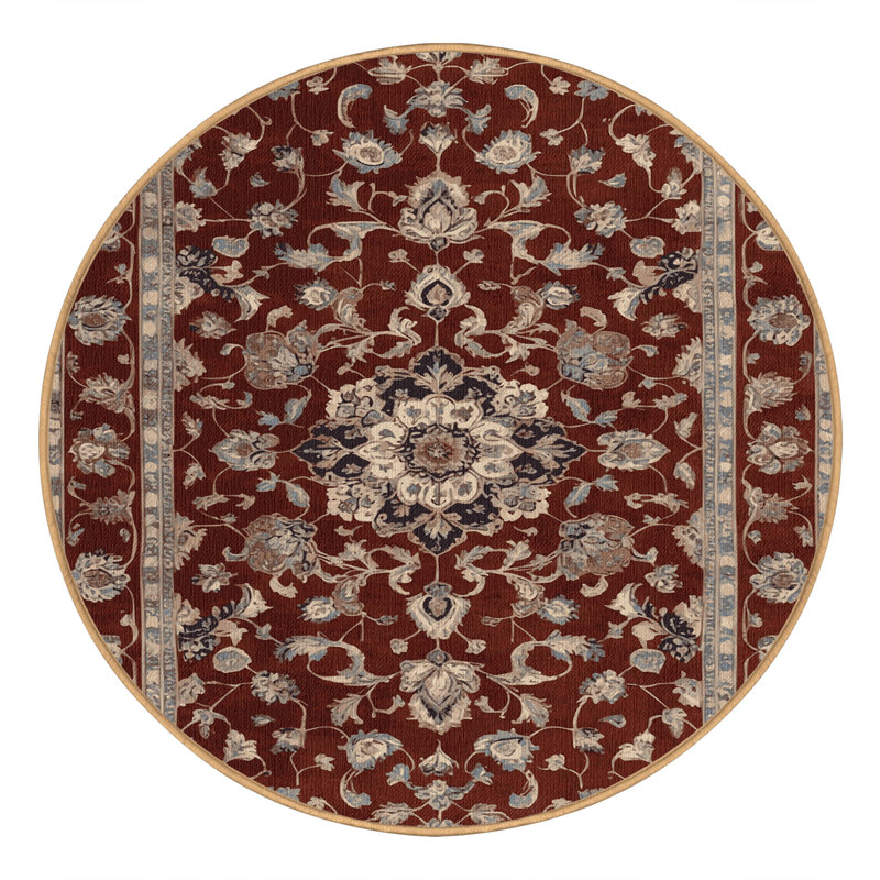 Tapis brun lavable à la machine, Rond 5 pi