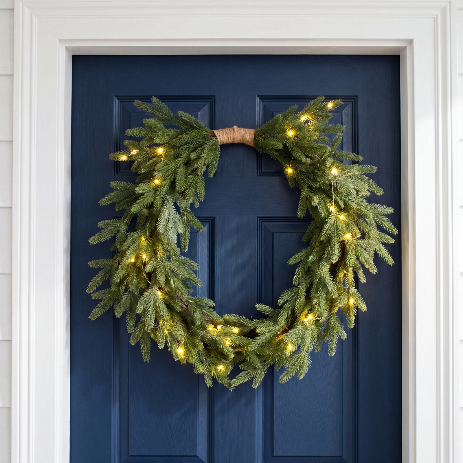 24'' Faux Fir Lighted Wreath
