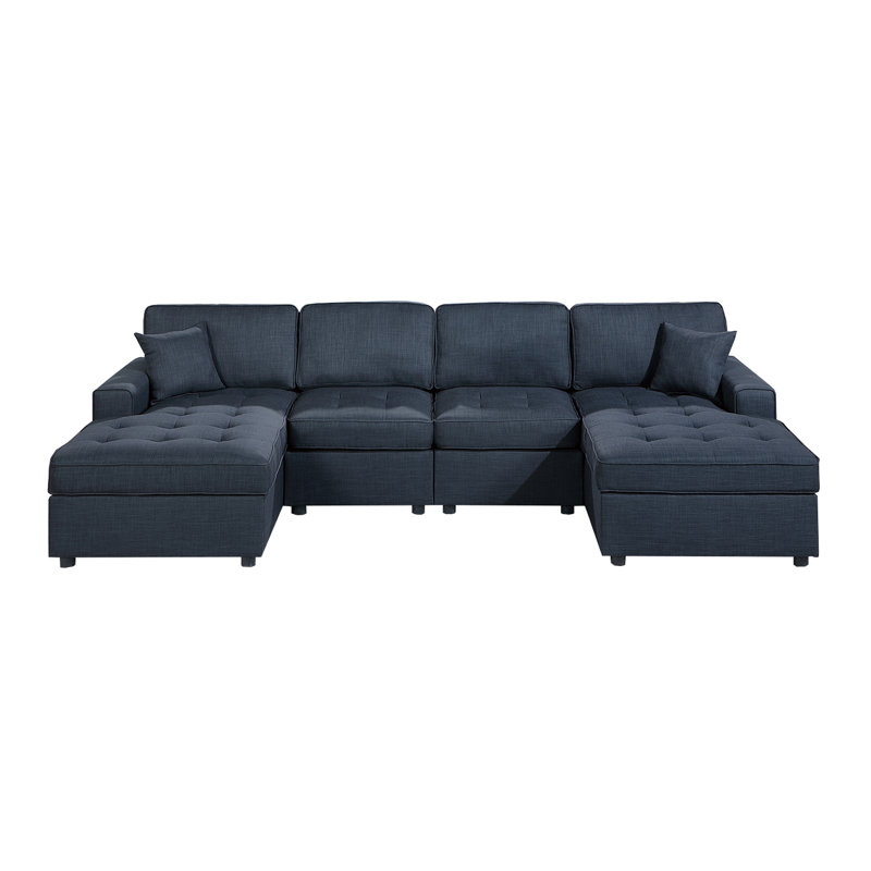 3-Piece Sectional Set, Blue Fabric