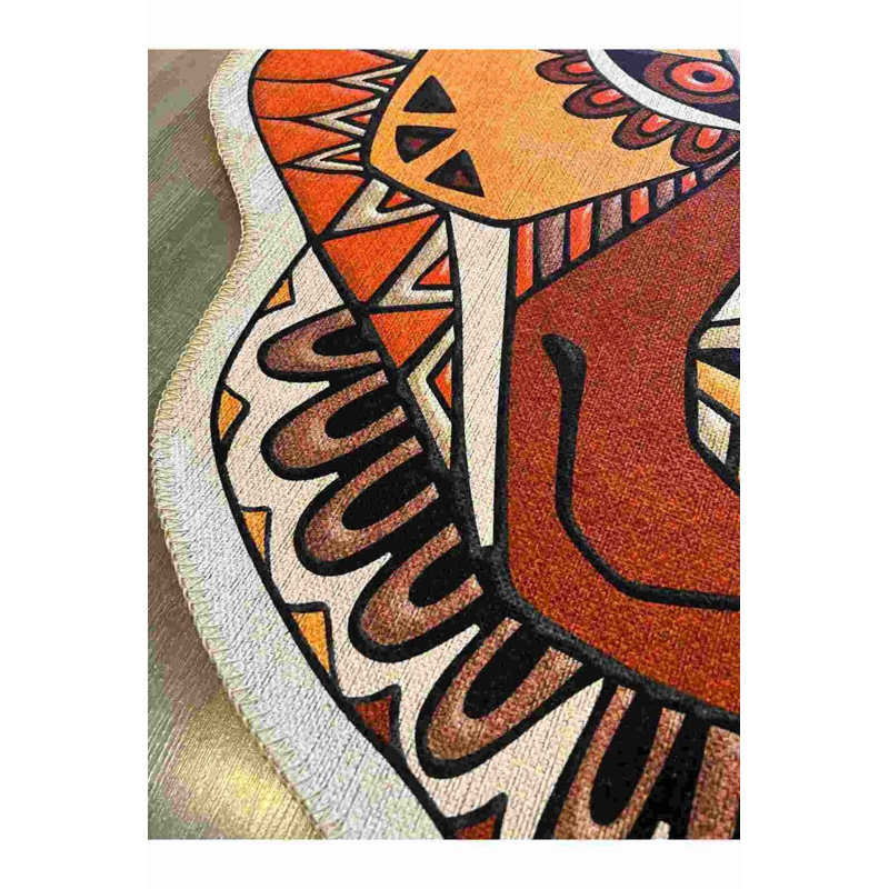 Wolf Figure Woven Base Washable Rug, Novelty 2'6" x 4'11" Rug Pad Included