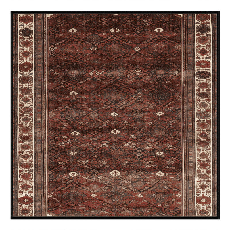 Tapis persan noir lavable à la machine, Carré 4 pi