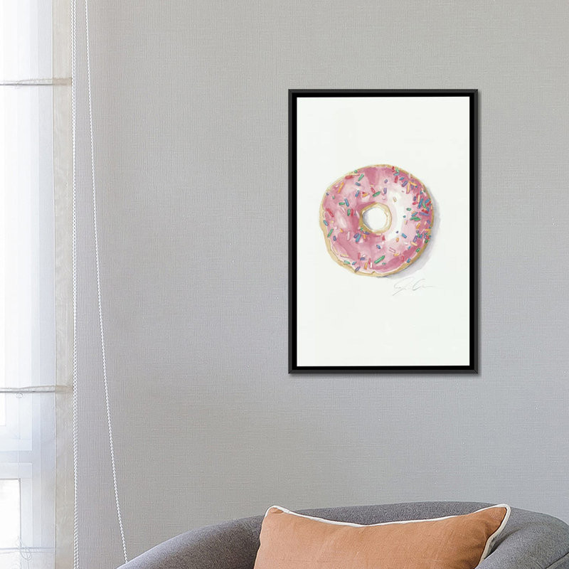 « bouée inquiéter, be happy »-impression sur toile tendue, H 26 po x l 18 po x P 1,5 po, Toile avec cadre noir, Pas de tapis