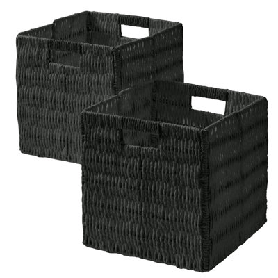 2 Pack Wicker Paper Storage Basket Cube Bin