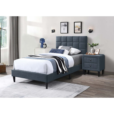 Luxueux lit simple avec tête de lit réglable et capitonnage à biscuits