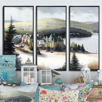 «Medfield», «Mont Season Winter Winter V», reproduction sur toile 3 pièces