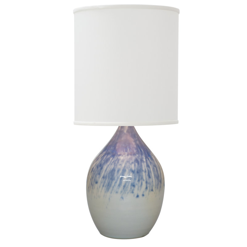 Lampe de table 30 po Libbe, Crème / bleu, H 20,5 po x l 9 po x P 9 po