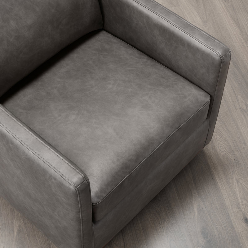 Benten Upholstered Swivel Armchair, Dark Gray Faux Leather