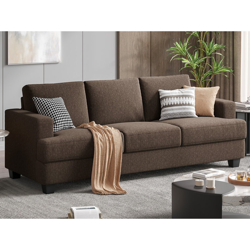 Oliver Upholstered Sofa, Brown Polyester