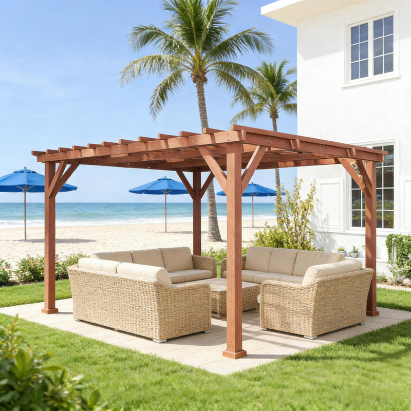 Pergola en bois, pergola d'extérieur, H 83,9 po x l 150,4 po x P 128,7 po