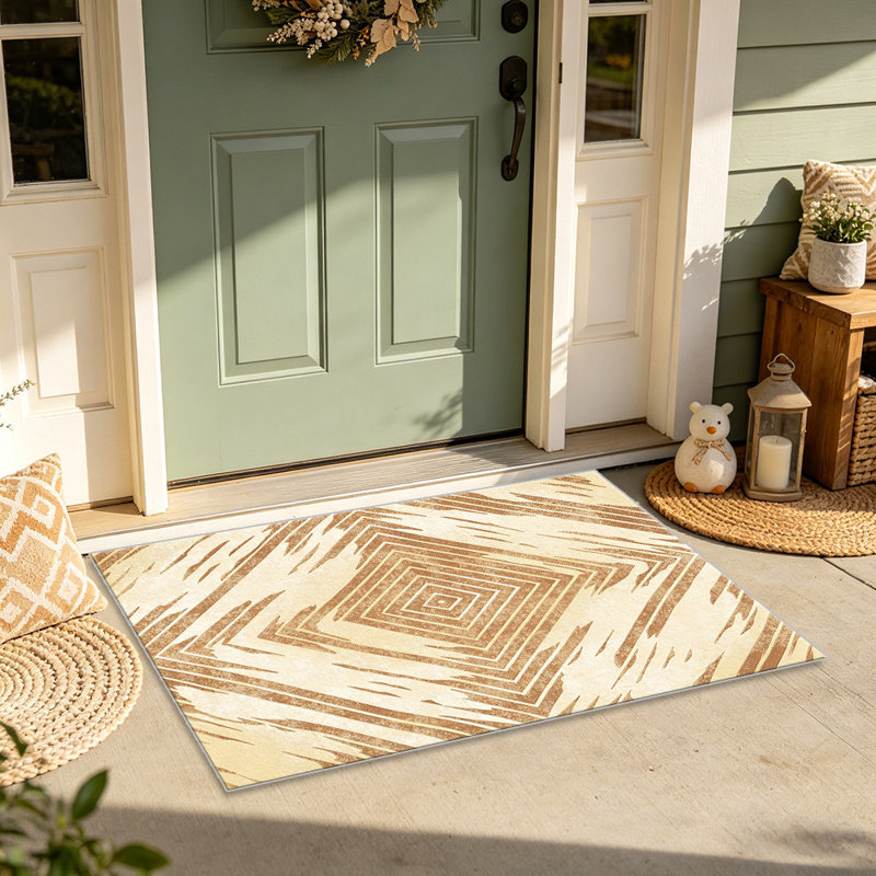 Gold Aztec Diamond area rugs for Living Room, Soft and Comfortable, Suitable for all seasons, easy to maintain, machine washable Indoor floor mat, Under Table Farmhouse suitable for Bedroom, Dining Room, Study, Patio, Balcony, Home Decor