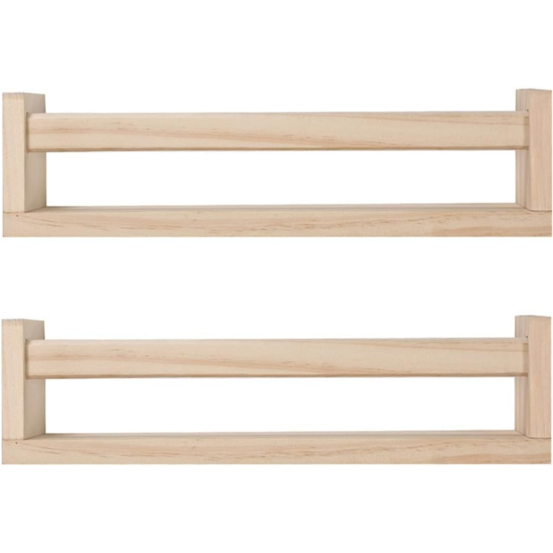 Nursery Floating Book Shelves For Kids Room, Kitchen Spice Rack, Or Rustic Wall Mounted Shelves For Farmhouse Bathroom Decor ,Set Of 2