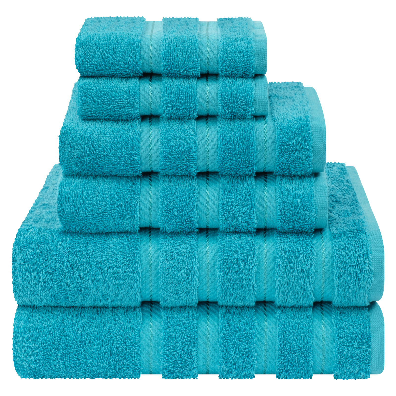 100% Cotton Premium Turkish Bath Towel Set, 6 Piece Super Soft and Absorbent Darcelle Collection, Aqua Blue