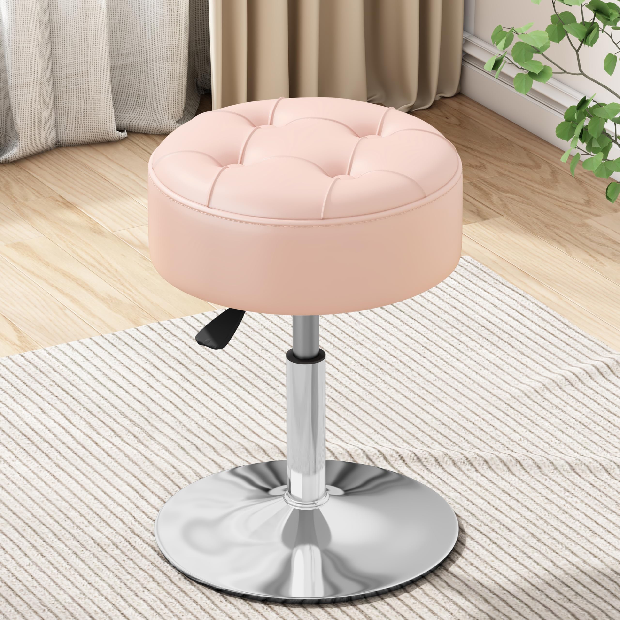 Latitude Run® Adjustable Swivel Pink Vanity Stool Vanity Chair For