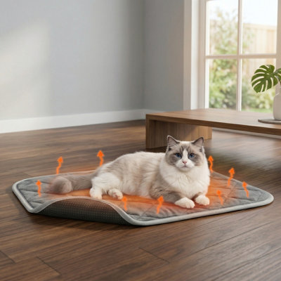 4-Pack Self-Heating Cat Pad, Self-Warming Dog Mat Reflects Body Heat, Washable Thermal Pet Pad, Gray, 16" x 20", for Crate Bed