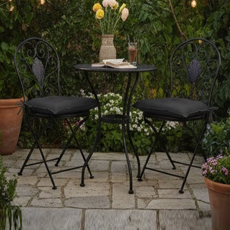Coussins de patio pour l'extérieur Zia 4Pc, capitonnés, tissu Oxford, Noir, noir, noir, noir