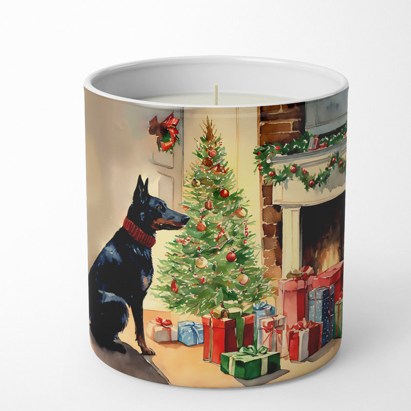 Bougie bougie parfumée arbre de Noël avec support en céramique