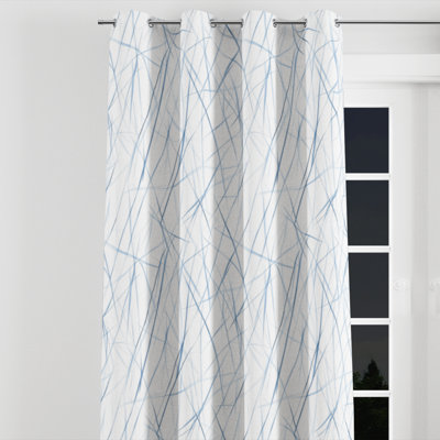 Modern Curtains for bedroom - Abstract Breeze Lines Velvet Grommet Curtain - 1 Panel