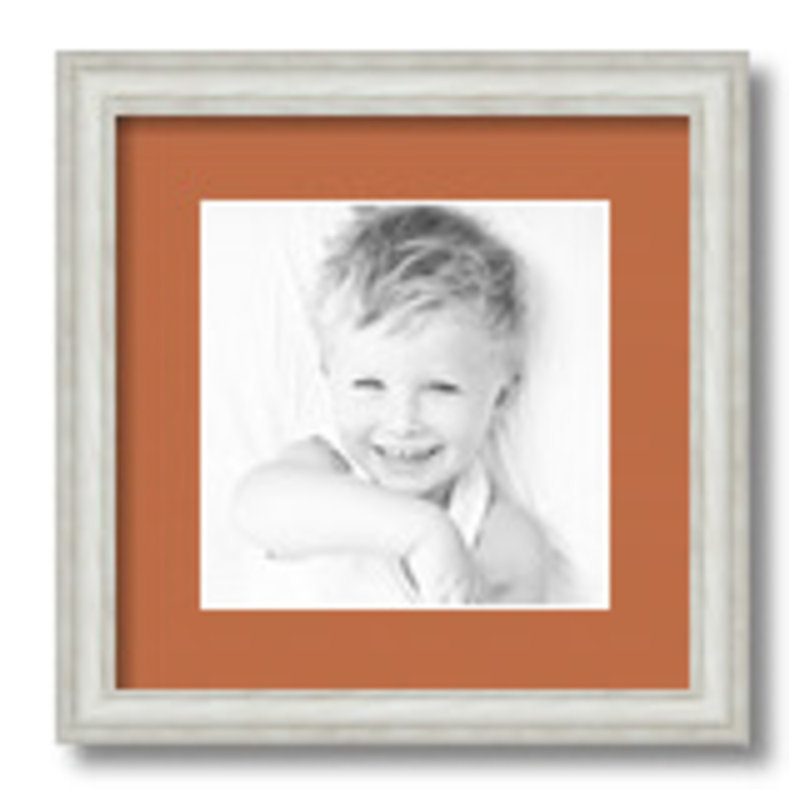 Wood Matte Picture Frame with Mat, Red Orange