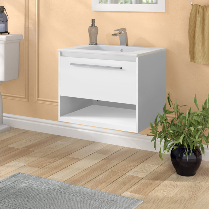 Ensemble de meuble-lavabo simple mural de 24 po Kasper, Blanc