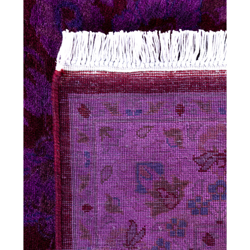 Overdyed Hand-Knotted Wool Modern-Contemporary Purple Runner 2' 7" x 12' 2"