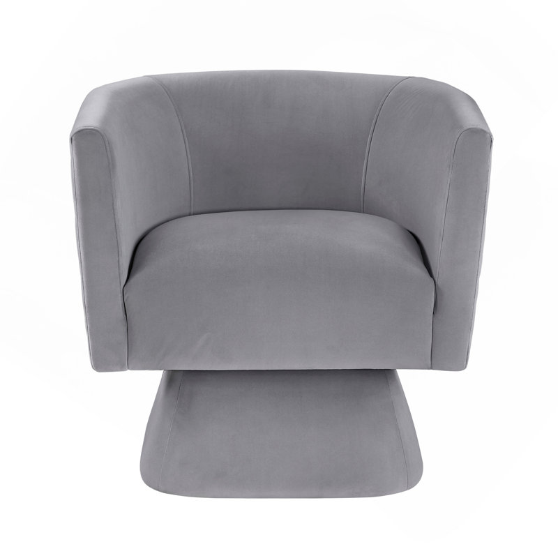 1 pièce Fauteuil pivotant en velours gris Tissu d'ameublement en bois massif Motif de losanges à dossier cousu Fauteuil confortable Mobilier de salon