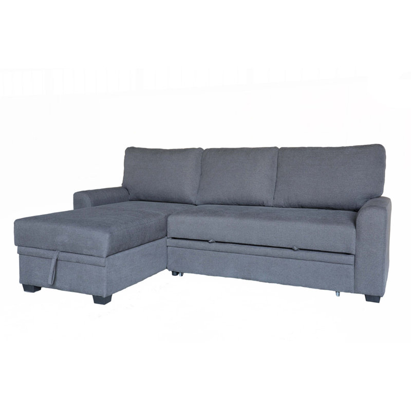 Canapé-lit modulaire en flanelle de 90,5 po avec méridienne et rangement à gauche