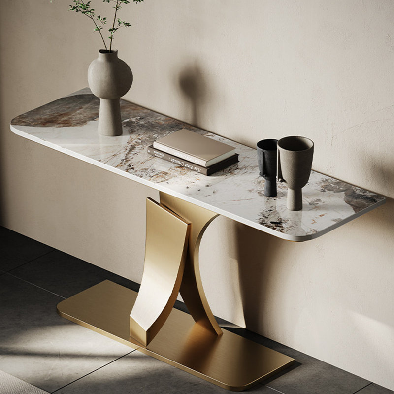 Console Modern Minimalist Art, H 33,46 po x l 39,37 po x P 13,78 po, Or champagne