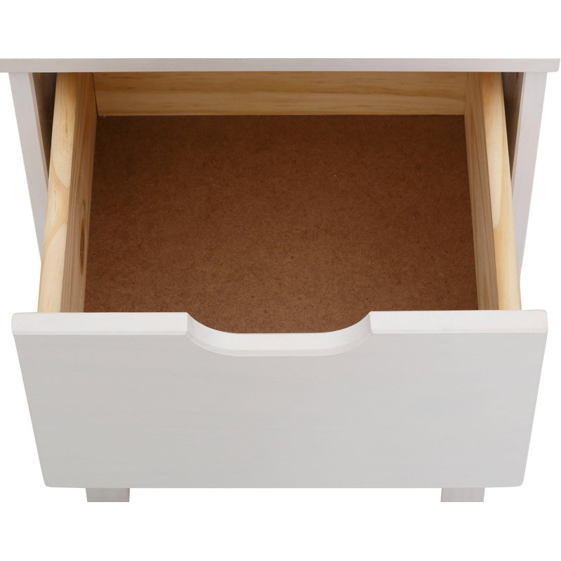 38cm W Solid Wood Bedside Table, White