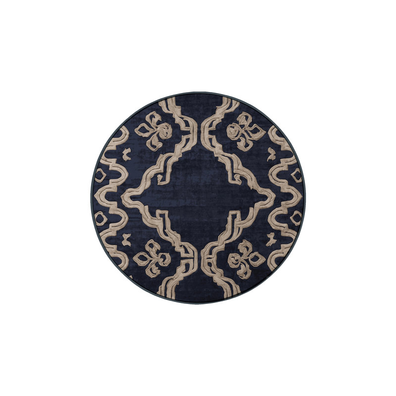 Machine Washable Gray Area Rug, Round 5'
