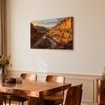 «Desert Canyon Sunset Landscape», ensemble de 1 reproduction d'art sur toile tendue