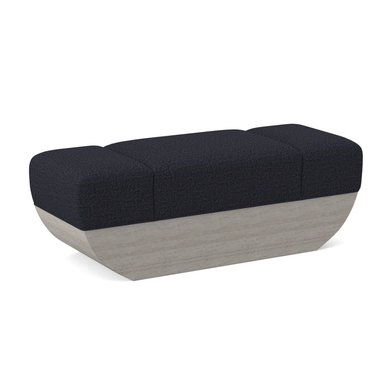 Ark Upholstered Bench, Venice Navy 100% Polyester, Bisque