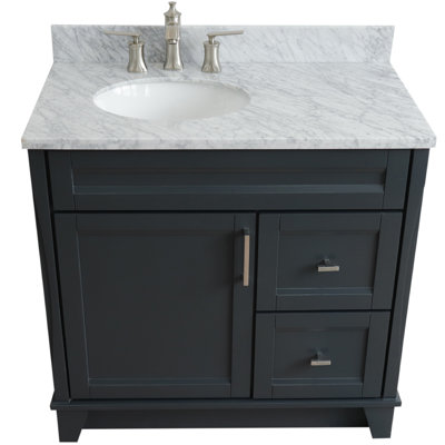 Soleia 37'' Single Bathroom Vanity with Carrara Marble Top