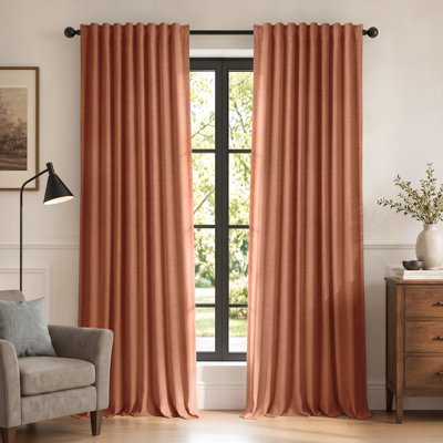 50" W Thermal 100% Blackout Linen Textured Curtain Panels (Set of 2)