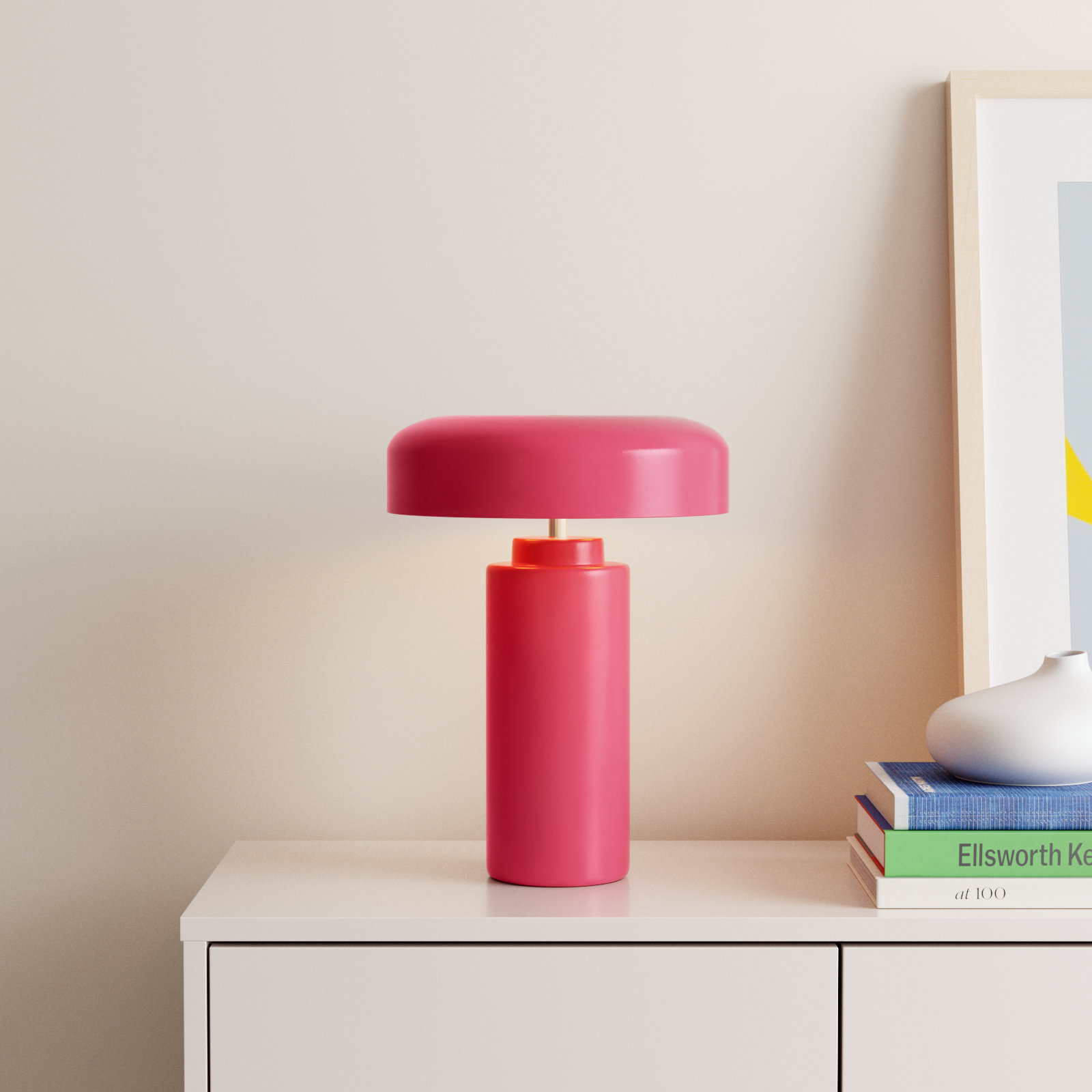 Hardacre Ceramic Table Lamp, Cerise
