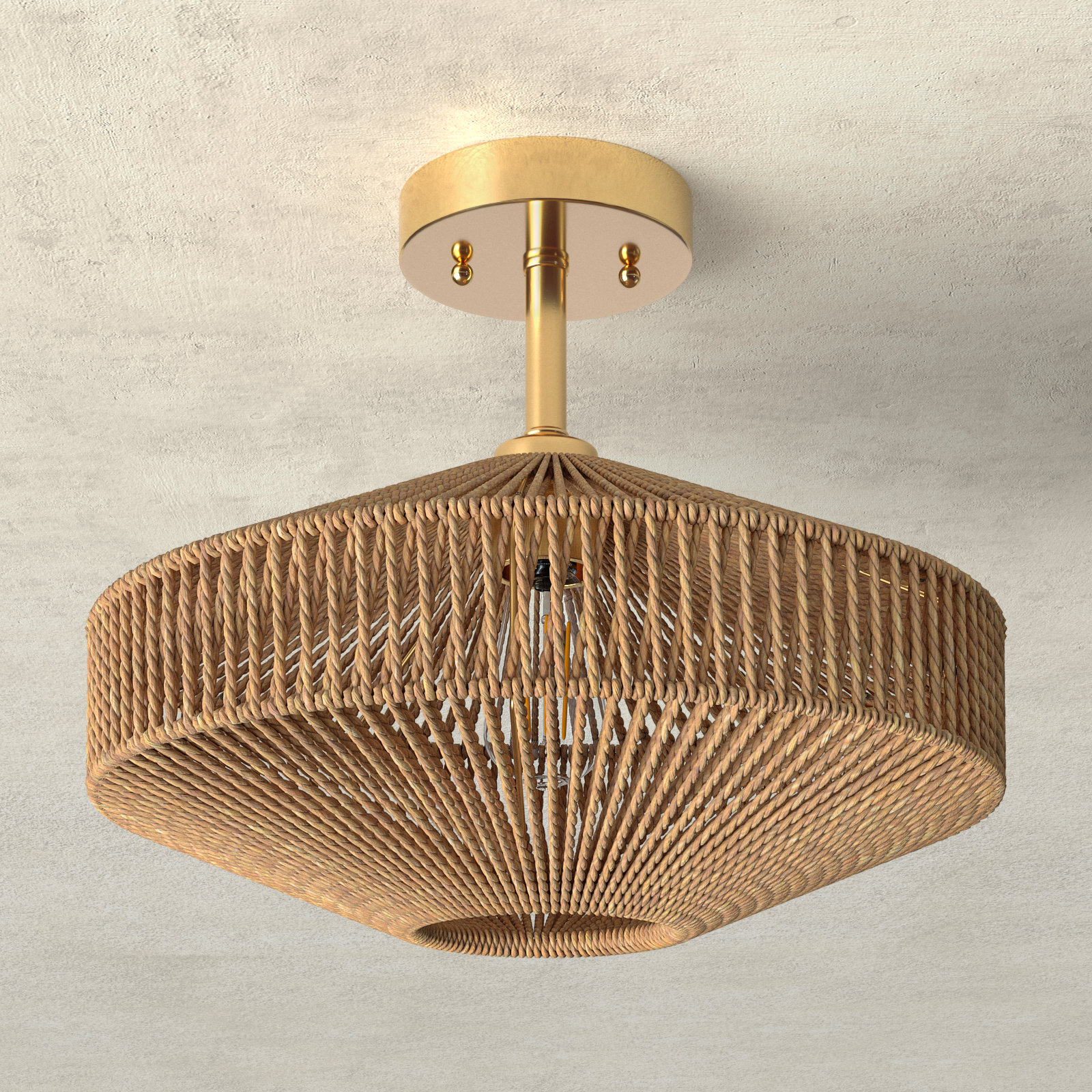 Birch Lane™ Loran Rattan Semi Flush Mount & Reviews | Wayfair